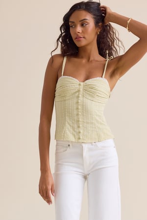 Camila Embroidered Lace Trim Tank - Altar'd State - 