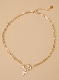 Stainless Steel Cross Charm Chain Necklace Detail 2 - TULLABEE