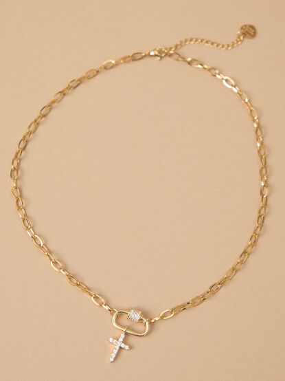 Stainless Steel Cross Charm Chain Necklace - TULLABEE