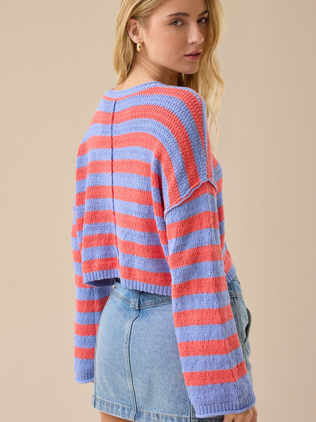 Delphine Bright Stripe Sweater Detail 5 - TULLABEE