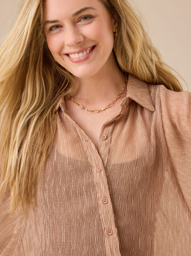 Arie Chiffon Button Down Top Detail 3 - TULLABEE