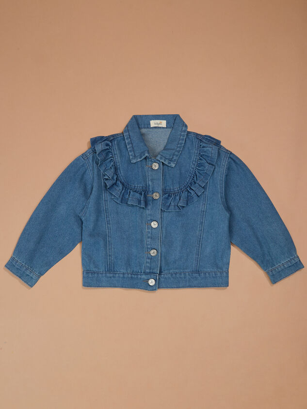 Reagan Ruffle Denim Jacket Detail 2 - TULLABEE
