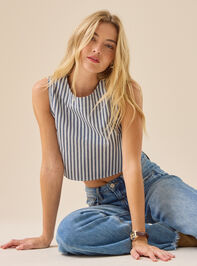 Issy Striped Linen Top Detail 3 - TULLABEE