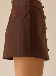 Iris Suede Button Front Mini Skirt Detail 4 - TULLABEE