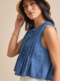 Braleigh Denim Pleated Top Detail 4 - TULLABEE