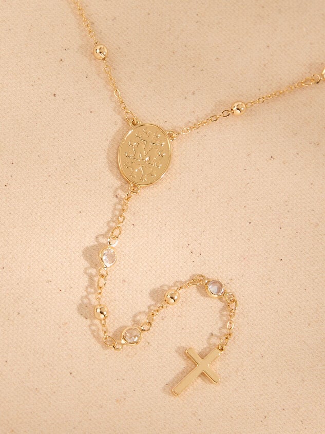 Rosary Cross Dangle Necklace Detail 3 - TULLABEE
