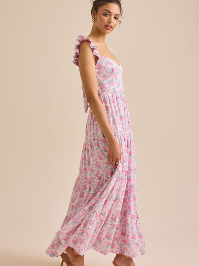 Brielle Flutter Sleeve Maxi Dress Detail 3 - TULLABEE