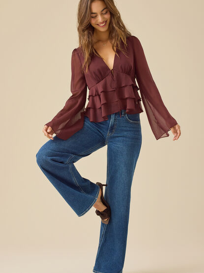 Eva Tie Front Ruffle Top - TULLABEE
