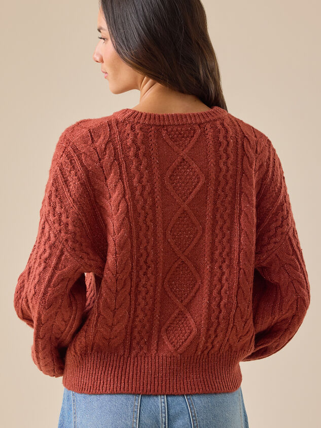 Diane Cropped Cable Sweater Detail 5 - TULLABEE
