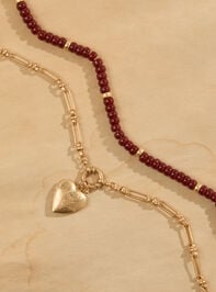 Two Layer Beaded Heart Locket Necklace - TULLABEE