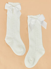Lacey Pointelle Bow Socks - TULLABEE