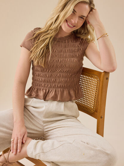 Annaleigh Smocked Fitted Tee - TULLABEE