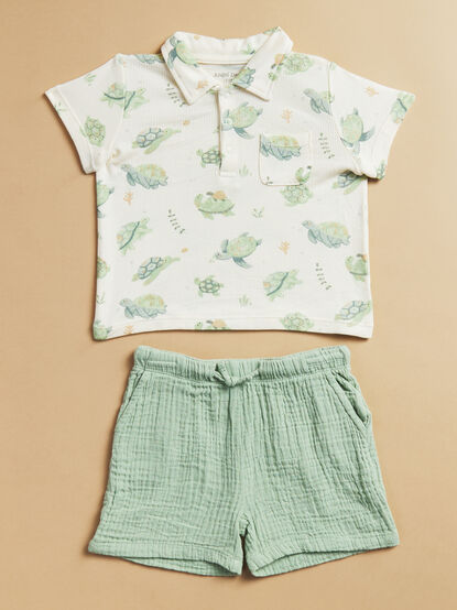 Caspian Sea Turtle Polo And Shirt Set - TULLABEE