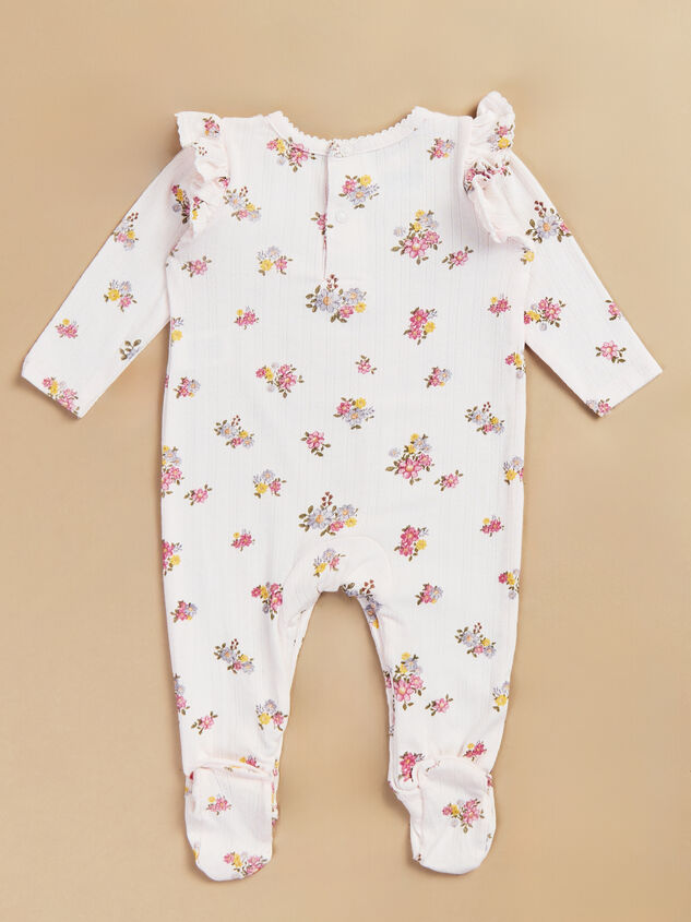 Louisa Floral Ruffle Footie by Mudpie Detail 2 - TULLABEE
