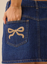 Britt Bow Denim Skirt Detail 2 - TULLABEE