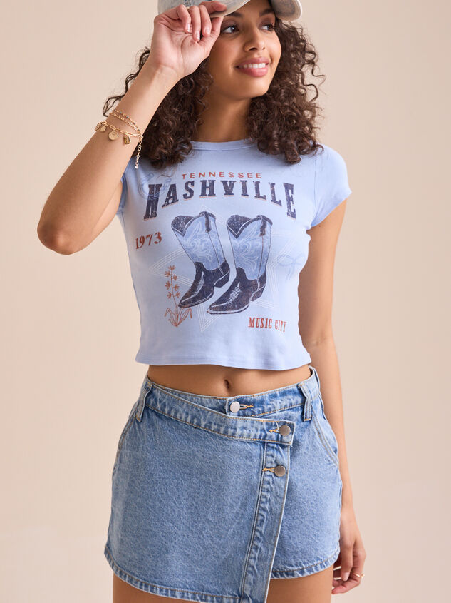 Abigail Denim Overlay Skort Detail 2 - TULLABEE