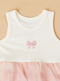 Blythe Pink Bow Toddler Dress Detail 2 - TULLABEE