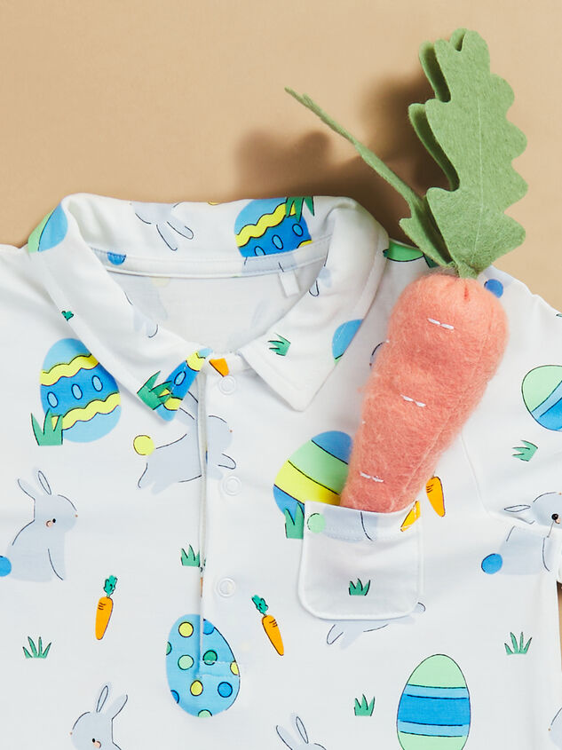 Easter Bunny Polo Romper Detail 3 - TULLABEE