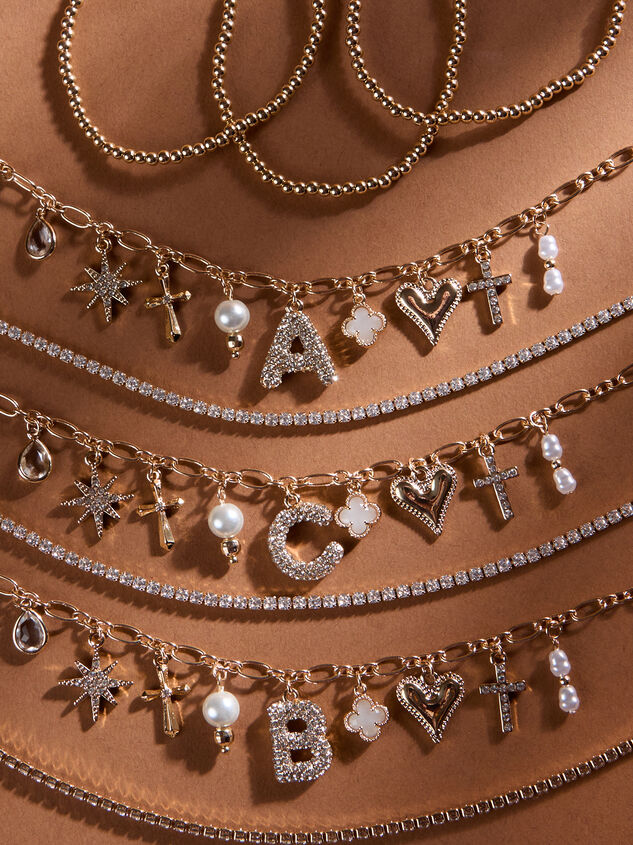 Bubble Monogram Charm Bracelet Set - A Detail 3 - TULLABEE