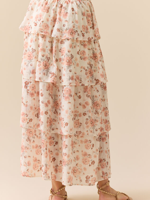 Evara Tiered Midi Skirt Detail 4 - TULLABEE