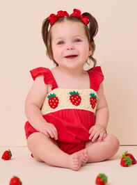 Sawyer Strawberry Crochet Bubble - TULLABEE