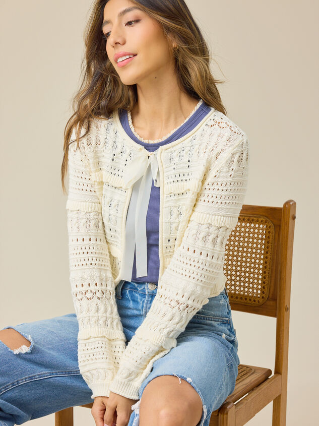 Elizabeth Pointelle Tie Front Top - TULLABEE