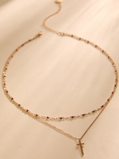 Jana Dot Charm Cross Necklace - TULLABEE