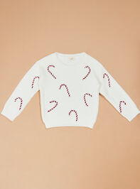 Candy Cane Cozy Youth Sweater Detail 2 - TULLABEE