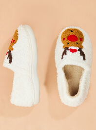 Reindeer Sherpa Slipper Detail 2 - TULLABEE