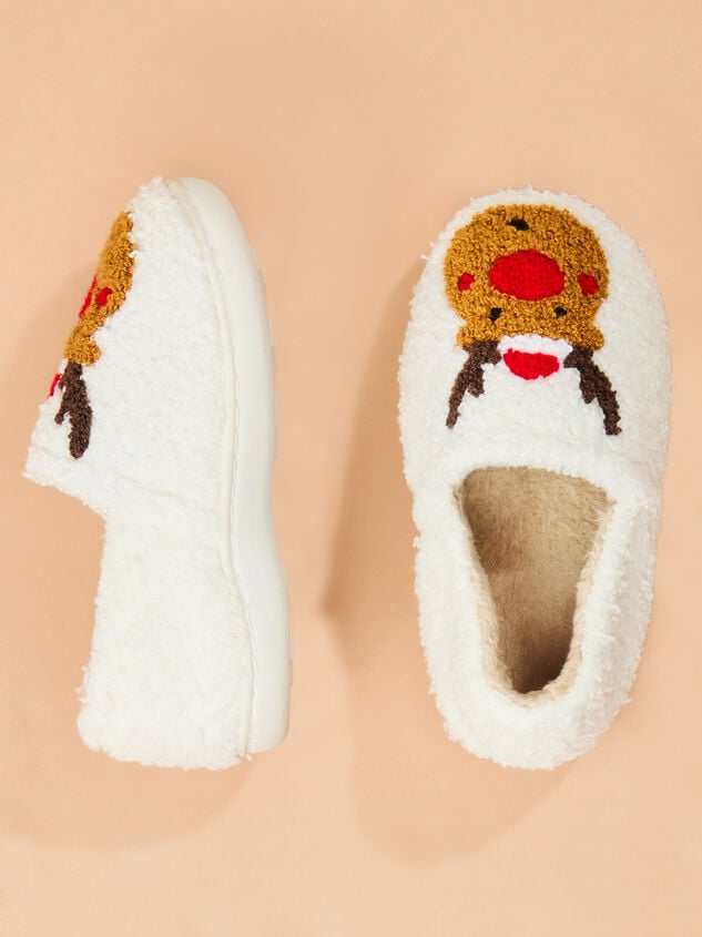 Reindeer Sherpa Slipper Detail 2 - TULLABEE