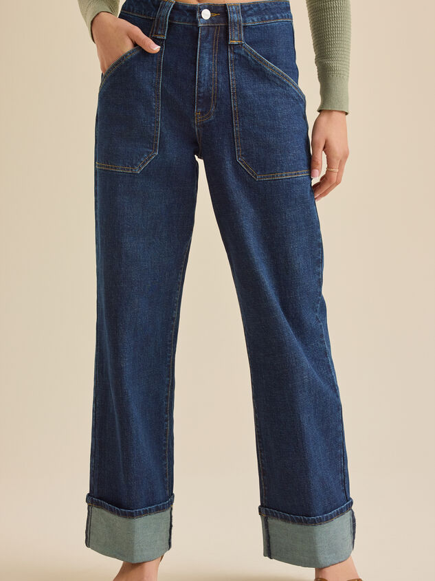 Margo Cuffed High Rise Jeans Detail 2 - TULLABEE