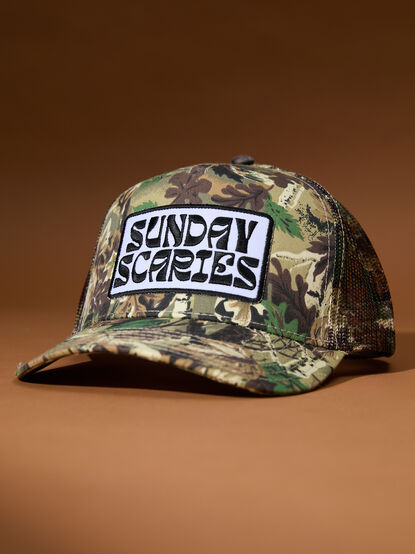 Camo Sunday Scaries Trucker Hat - TULLABEE