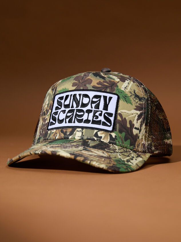 Camo Sunday Scaries Trucker Hat - TULLABEE