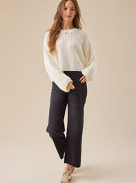 Makayla Waffle Cropped Sweater Detail 2 - TULLABEE