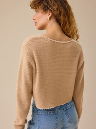 Hillary Scallop Trim Cardigan Detail 5 - TULLABEE