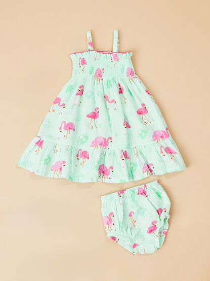 Franny Flamingo Smocked Sun Dress - TULLABEE