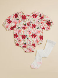 Poinsettia Bubble and Tights Set by MudPie Detail 3 - TULLABEE