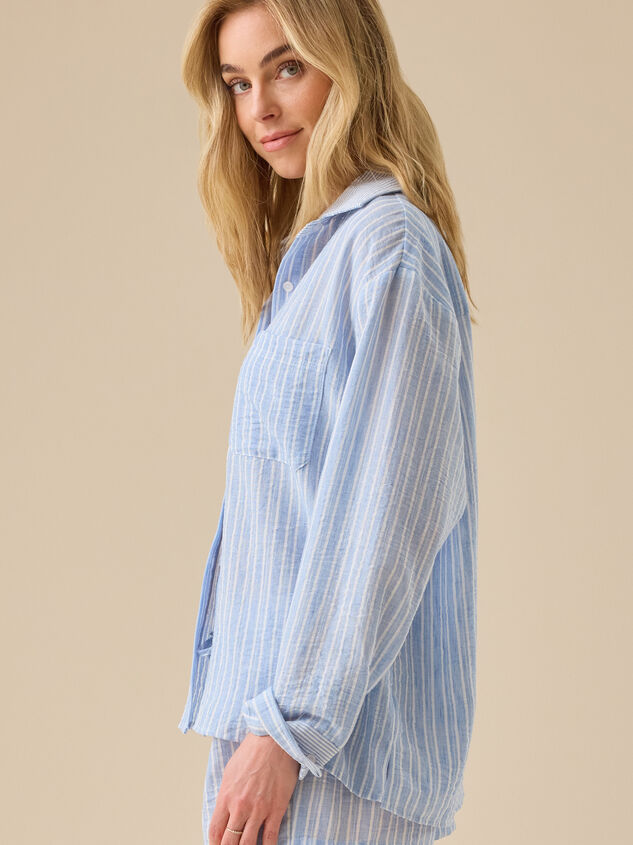 Hunter Linen Striped Top Detail 3 - TULLABEE