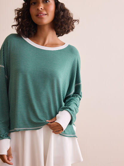 Moonlit Striped Circle Back Long Sleeve - TULLABEE