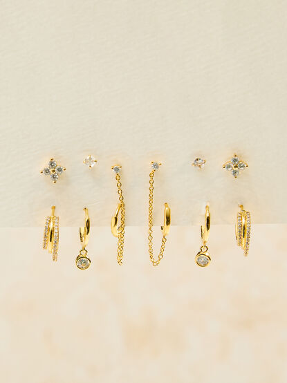 18K Gold Dipped 6-Piece Earring Pack - TULLABEE