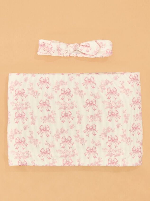 Bonnie Bows Toile Swaddle with Bow - TULLABEE