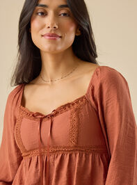 Blair Balloon Sleeve Babydoll Top Detail 3 - TULLABEE