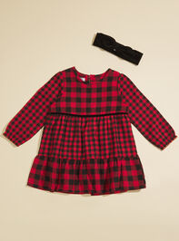 Lily Checkered Baby Dress and Bow Set by MudPie Detail 2 - TULLABEE