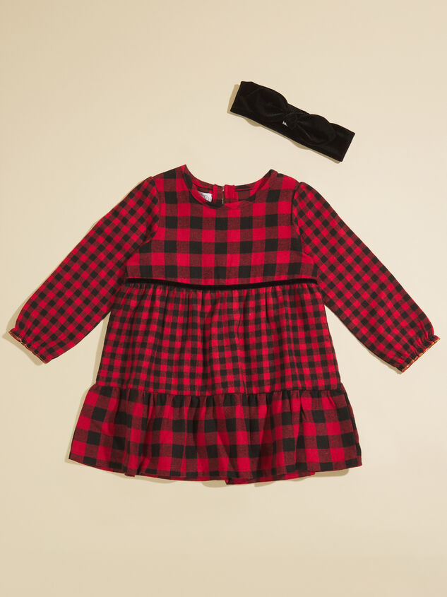 Lily Checkered Baby Dress and Bow Set by MudPie Detail 2 - TULLABEE
