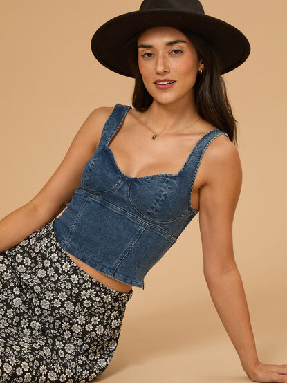 Jackie Denim Corset Top - TULLABEE