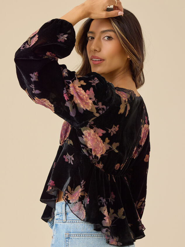 Lindsey Velvet Babydoll Top Detail 3 - TULLABEE