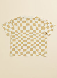 Rhett Toddler Checkered Tee by Rylee + Cru Detail 2 - TULLABEE