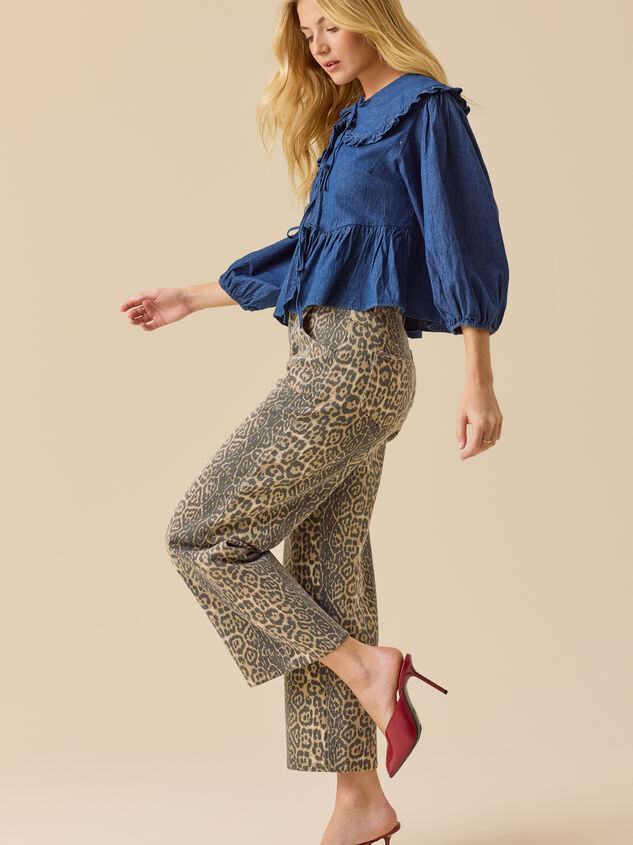 Kassidy Denim Tie Front Top Detail 5 - TULLABEE