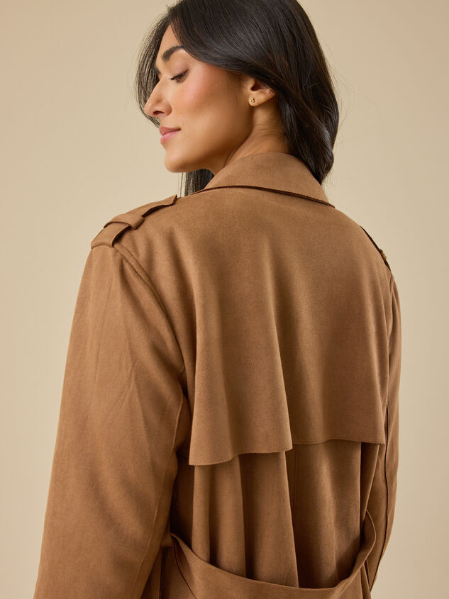 Christie Suede Trench Coat Detail 6 - TULLABEE