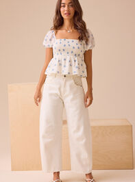 Margot Embroidered Babydoll Top Detail 2 - TULLABEE
